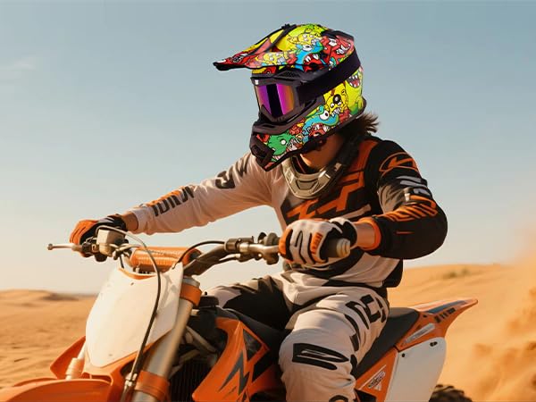 Image of VCOROS Youth Kids Dirt Bike Helmets,Kids Motocross Helmets DOT Approved