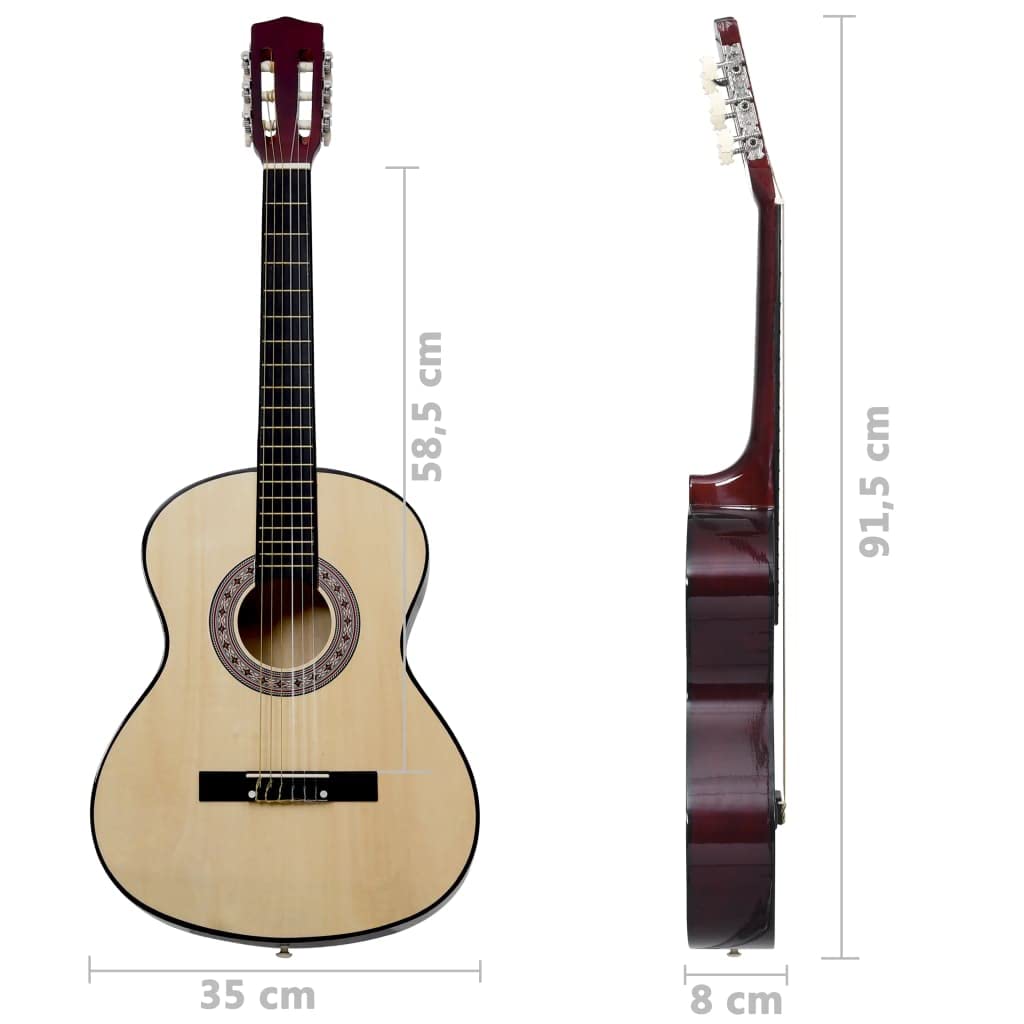 vidaXL Tilo Guitarra clásica para principiantes y niños Instrumento de aprendizaje musical Músico Amateur 3/4 36"