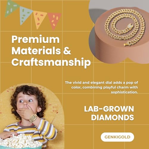 Gold Diamond Watch for Teen Boys - 40mm Roman Numerals Square Dial - 18K Real Gold/Platinum/Rhodium Black Plated 7.3" Strap - Includes Adjuster Tool, Can Paired with Cuban Chain4