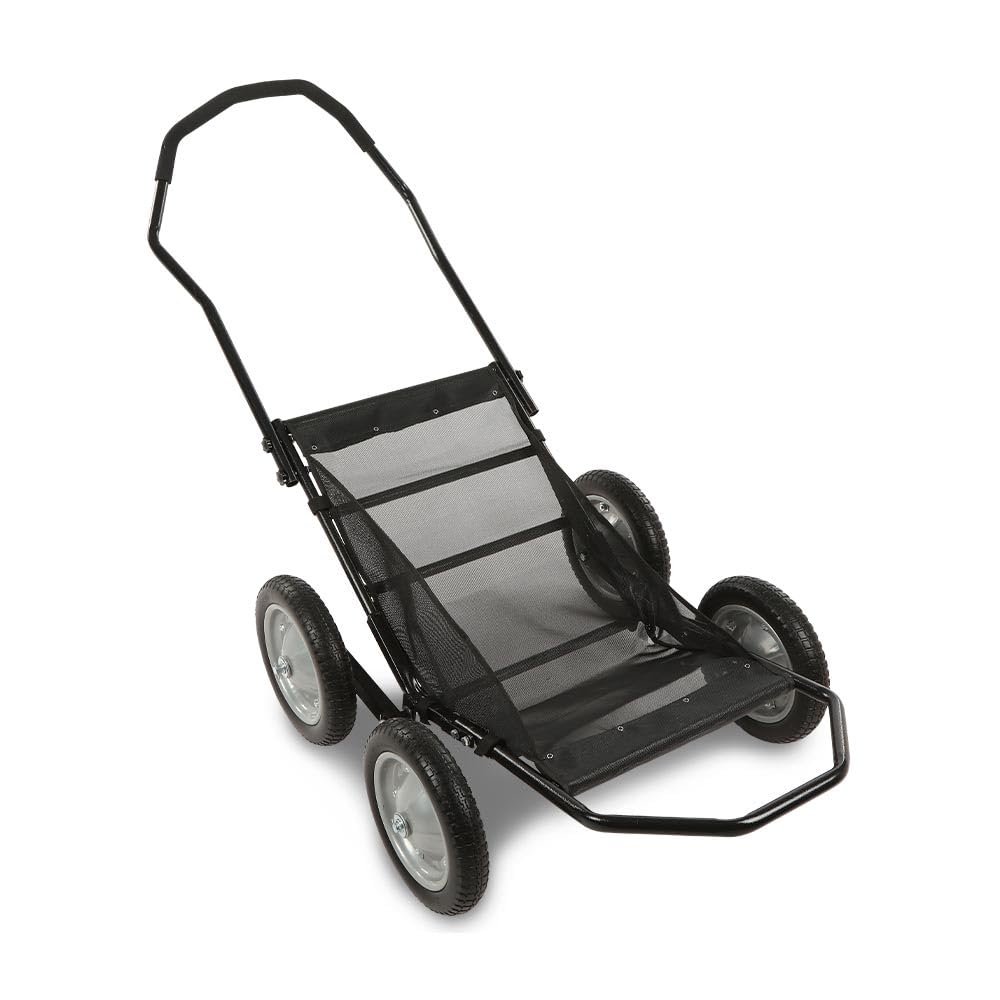 LQI 500lb Capacity Foldable Multi Use Deer Game Recovery Cart Black Utility Gear Dolly with 4 Oversized Wheels All Terrain Cart