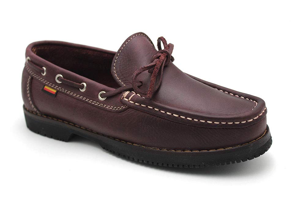 Zapato náutico, de Piel con Cordones y Suela de Goma, Hecho en españa, para: Hombre