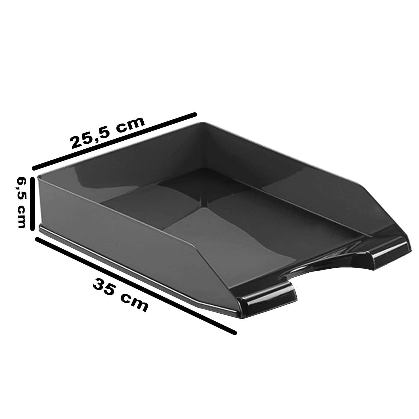 Tradineur - Pack de 5 bandejas de Oficina Modelo Apilable - Fabricado en Plástico - Organizador Documentos Formato A4 - Fabricado en España - 6,5 x 25,5 x 35 cm - Color Negro