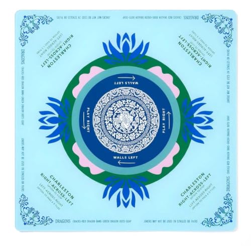 Image of PATPAT Mahjong Mat for Table 4 Players, 31.5x31.5in Rubber Anti-Slip | Helps Protect Table Surfaces, Stable Rubber Base, Printed Layout, Easy to Wipe, Care Guidance