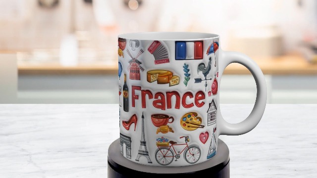 Taza de cerámica con diseño de símbolos franceses 11oz miniatura 7