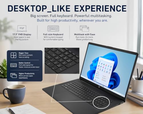 Image of HP 17.3 inch Business Laptop, 2026 Edition, 10-Core Intel Core 5 (> Core i5, Up to 5.0 GHz), 16GB RAM, 512GB PCIe SSD, Large Screen, Windows 11 with Office 365 for The Web, Built for Productivity