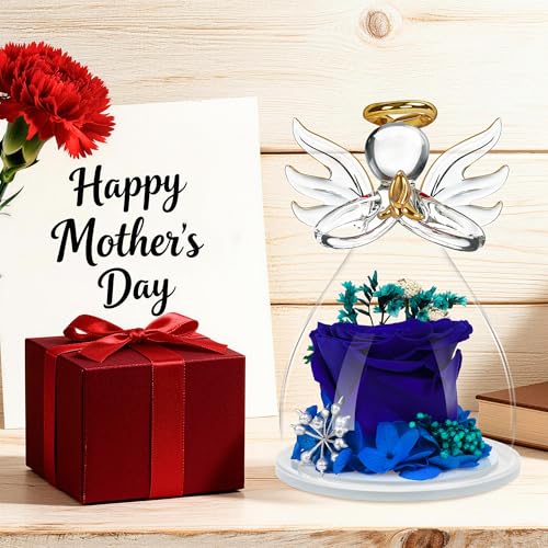 Image of Preserved Flowers for Delivery Prime,Birthday Gifts for Women Mom Grandma | Christmas Rose Gifts for Women Mom Her,Glass Angel Figurines with Forever Preserved Flower Inside,Rose Gift Stocking Stuffers