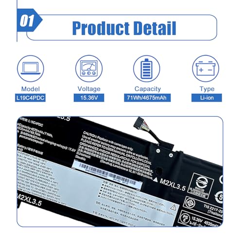 Image of L19C4PDC L19L4PDC 71Wh Battery Replacement for Lenovo Ideapad Yoga 7-14ITL5 82BH 7-15ITL5 82BJ 7-14ACN6 Series Laptop L19M4PDC 5B10Z26482 SB10Z26481 5B10Z26485 SB10Z26483