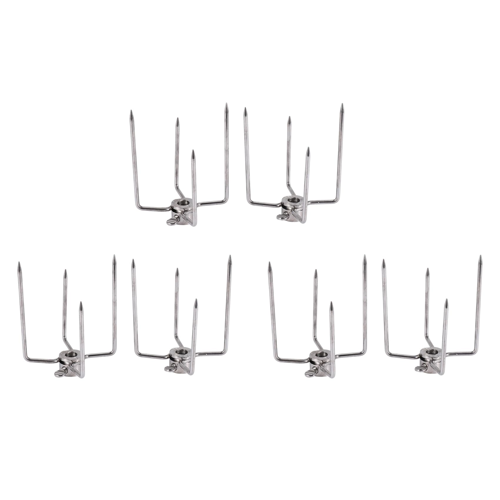 Vjsujehgy 6Pcs BBQ Rotisserie Meat Forks Clamp Grill Meatpicks Stainless Steel Barbecue Skewer