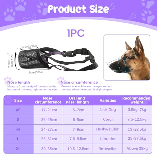 Maulkorb für Hunde Weicher Netzmaulkorb Atmungsaktiver Mesh für Kleine Hunde Reflektierende Einstellbare Hundemaulkorb zum Verhindern Fressen Lecken Bellen Ermöglicht Hecheln und Trinken (S Schwarz)