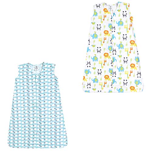 Image of Luvable Friends Unisex Baby Safe Sleep Wearable Sleeping Bags, Sheep /Neutral Animals Jersey 2-Pack, 6-12 Months