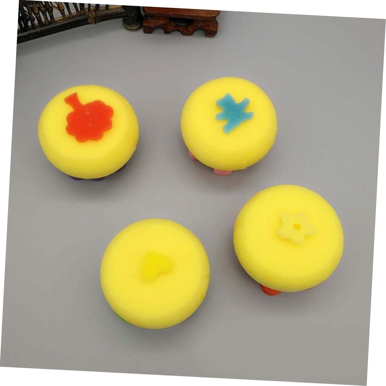 SEWACC 3 Juegos Herramientas De Pintura para Niños Pincel De Esponja para Pintar Yellow 20 Piezas * 3