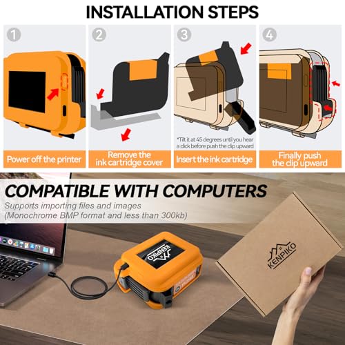 Image of Handheld Inkjet Printer KP-mini, Portable Inkjet Printer with 42 ML Quick-Drying Ink Cartridge, Pocket Handheld Ink Jet Printers Gun 0.5 Inch Print Height for Barcode, Logo (28 Languages)