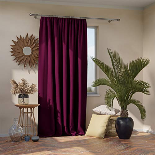 AmeliaHome Blackout Rideau occultant - 140 x 270 cm - Prune - 1 pièce - Rideau décoratif - Rideau décoratif - Blackout