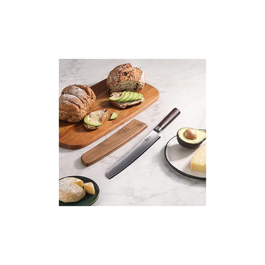 Cangshan-HAKU-Series-501042-X-7-Damascus-Steel-Forged-9-inch-Bread-Knife-with-Sheath Cangshan HAKU Series 9-Inch Bread Knife with Sheath, Forged X-7 Damascus Steel, 501042