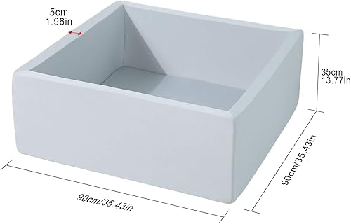 Miniatura 5 de Piscina cuadrada de espuma para niños pequeños, piscina suave de 35 x 35 x 12 pulgadas con funda extraíble, corralito de bolas de esponja