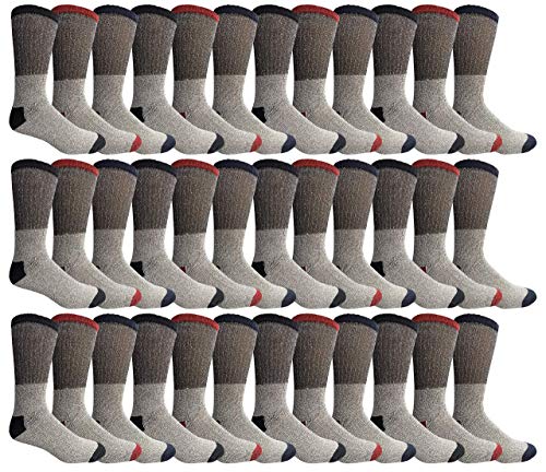 Image of Yacht & Smith Mens & Womens Cotton Thermal Crew Socks, Cold Weather Boot Sock Shoe Size 8-12