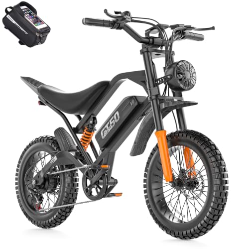 Image of Misodo Electric Dirt Bike for Adults Teens, 20 inch Fat Tire Electric Bike, 5500W Peak, 100 Miles Range, 7-Speed Mountain Ebike, Electric Bicycle, 48V Removable Battery, Hydraulic Brakes, Full Suspension