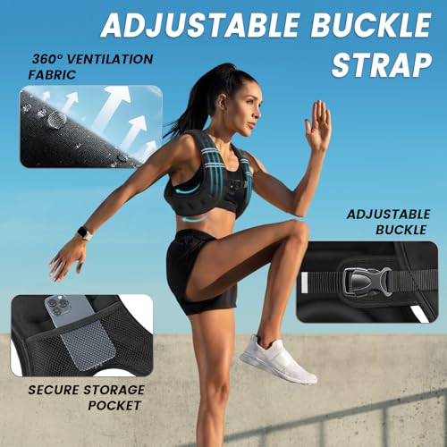 Image of Weighted Vest Woman 6 /8 /12 /16 /20 /25 /30lb Weight Vest for Women Men Body Weight Vests for Walking Strength Training Running Workout Jogging Fitness