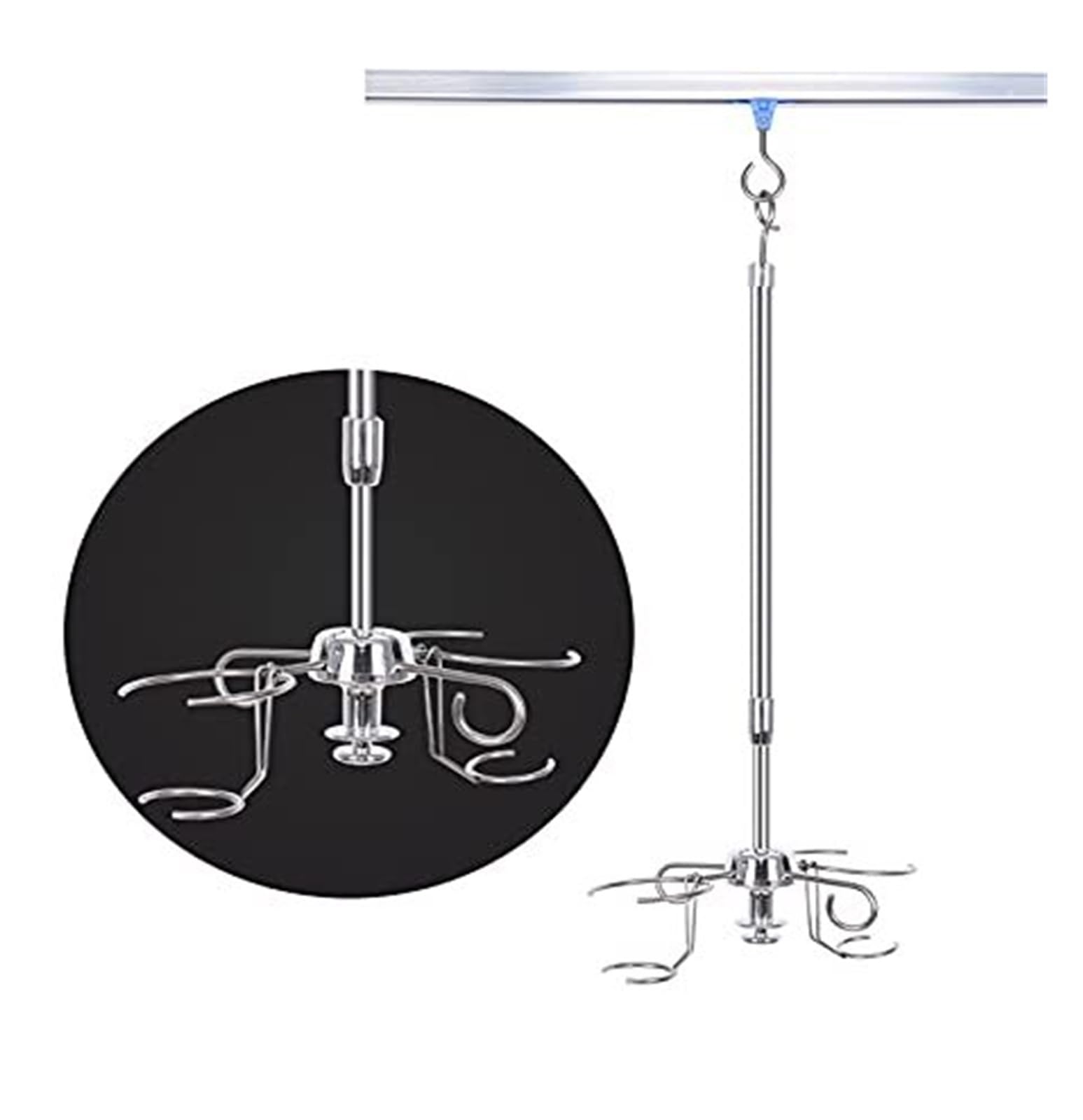 Supporto per gocciolamento IV con altezza regolabile, palo rotante IV per cliniche e case di cura, silenzioso, attrezzatura antigoccia IV con puleggia (100-150 cm) - durevole e stabile