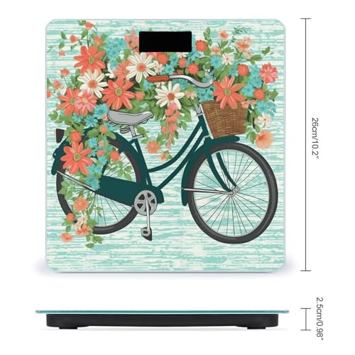 Báscula de baño digital con diseño bicicleta y flores miniatura 2