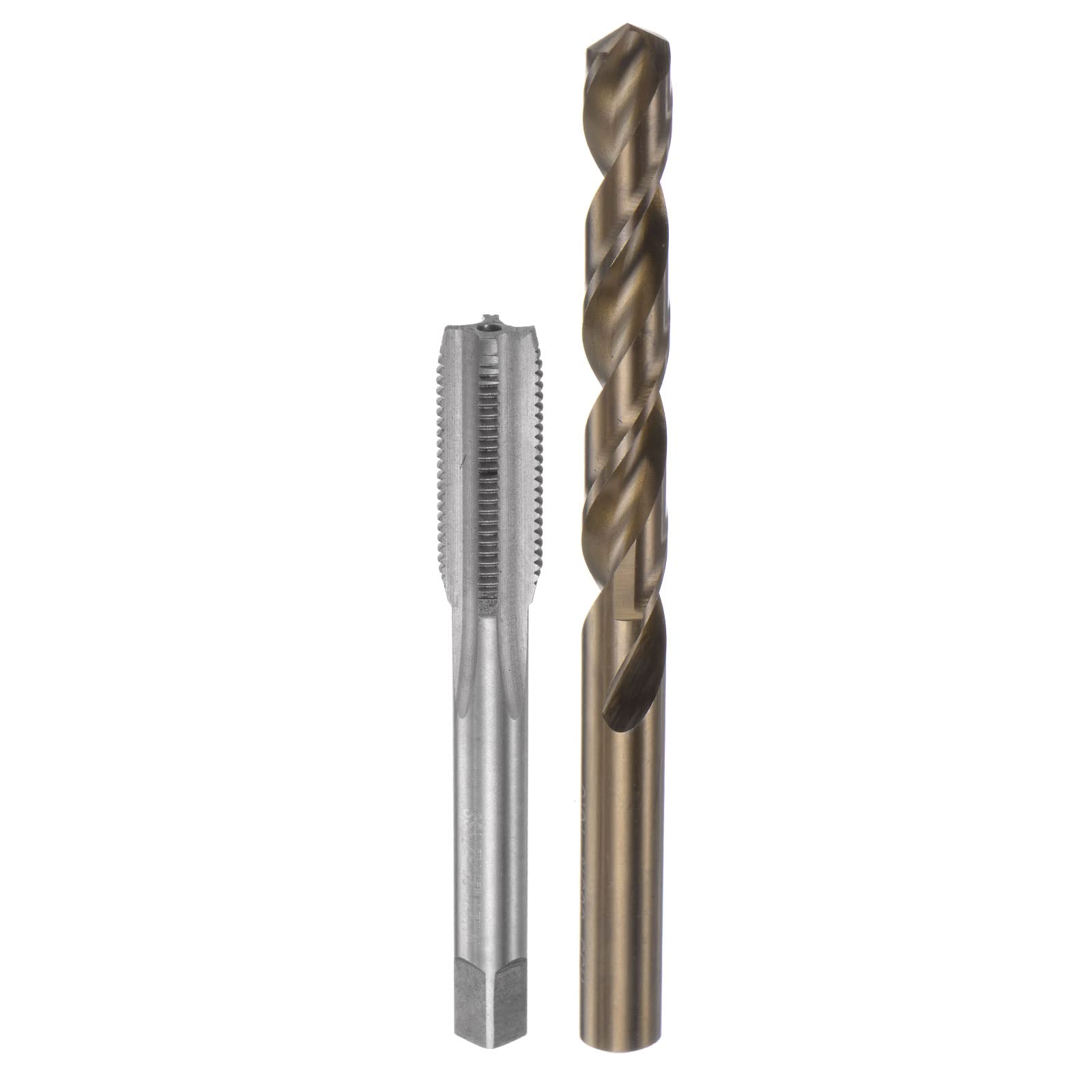 Set di Maschi e Punte, Maschio per Filettatura a Macchina con scanalatura Dritta M12 x 1,25 H2, Punta elicoidale per Trapano in Acciaio rapido al Cobalto (HSS-CO) da 10,5 mm M35