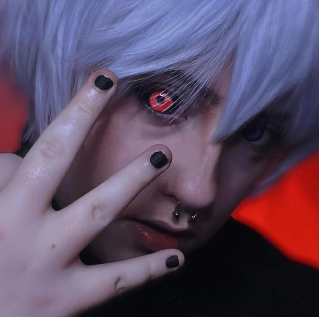 Soczewka kontaktowa twardowkowa - Kaneki Ken - 1 para 2 soczewek - Do uzytku przez 1 rok - Bez mocy - COSPLAY - HALLOWEEN
