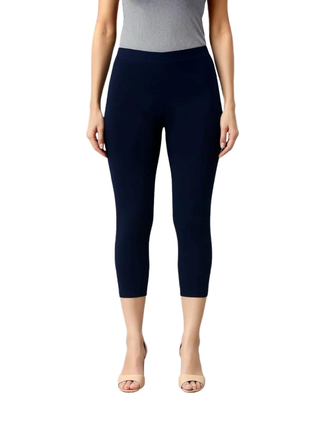 Womens Mid Rise Mid Ankle Length Leggings in Super Cotton Elastane with Ultra Soft Waistband Stretch Fit for Comfort and Flexibility-image-39