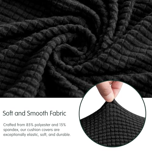 Image of CHUN YI Stretch Loveseat Couch Cushion Cover Suitable for 2 Settee, Sofa Seat Slipcover with Spandex Jacquard Fabric(Medium,Black)