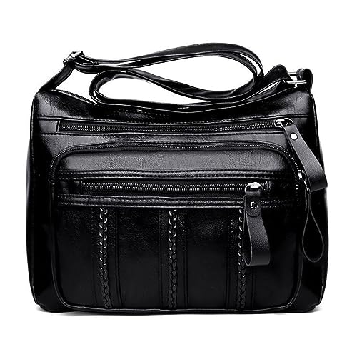 Womens Shoulder Handbag Black PU Leather Messenger Cross Body Pouch Large Bag Cell Phone Purse Wallet Case Coin Purse Fashion Mother Gift