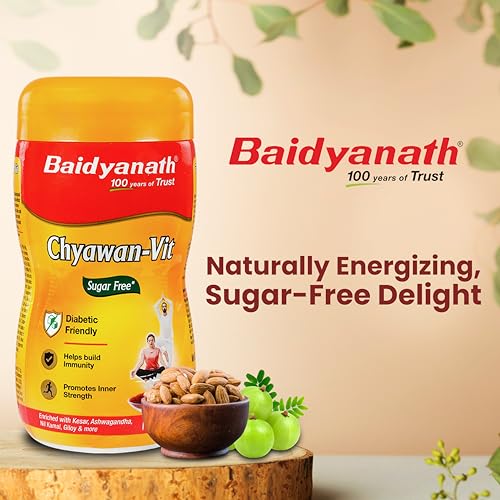Image of Baidyanath Ayurved Sugarfree Chyawan-Vit 1kg | Specially Formulated Chyawanprash With No Added Sugar- With Benefits Of Amla, Ashwagandha And Almonds (Pack of 2)