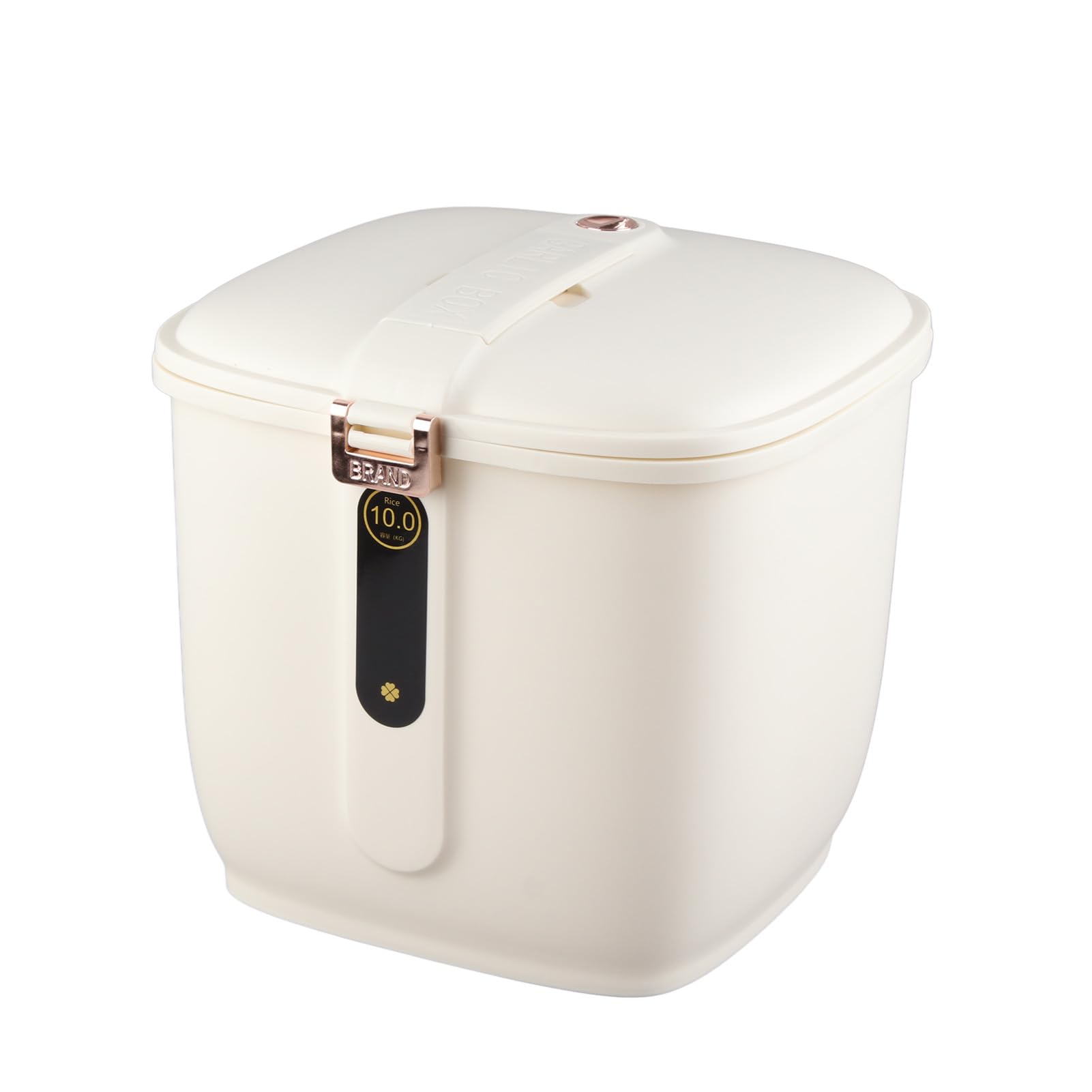 CHICIRIS Contenitore per Riso, Contenitore Ermetico Collassabile da 20 a 50 Libbre con Coperchio Bloccabile, Grande di Plastica per Alimenti per Dispensa per Cani Gatti e (Crema Bianca 10kg)