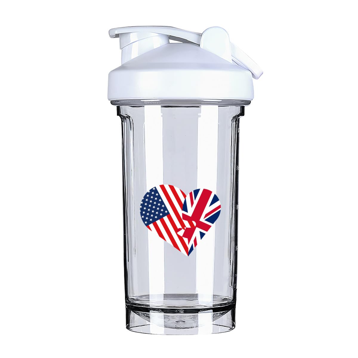 Hearts America USA And Britain Flag 18 Ounce Shaker Cup,Fashion Theme Pattern Shaker Bottle Leak-proof Workout Shake Bottles 500ML/18 oz Perfect for Pre Workout-3-1