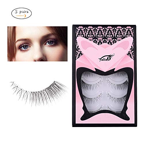 YALIAO Lashes 5 Pairs Natural Thick Eyelashes Eye Tail Extended Pure Hand-made 3D Design Fake Eyelashes Reusable TS003