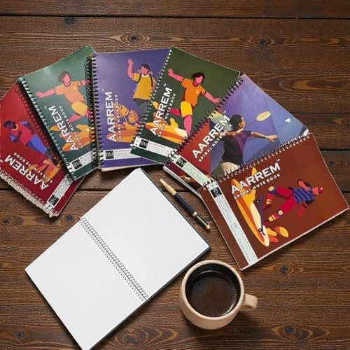 Image of Single Subject Spiral Notebook A4 Size | Unruled | 200 Pages | Attractive Cover Designs | Soft Cover |Notebooks for College Students Pack of 2