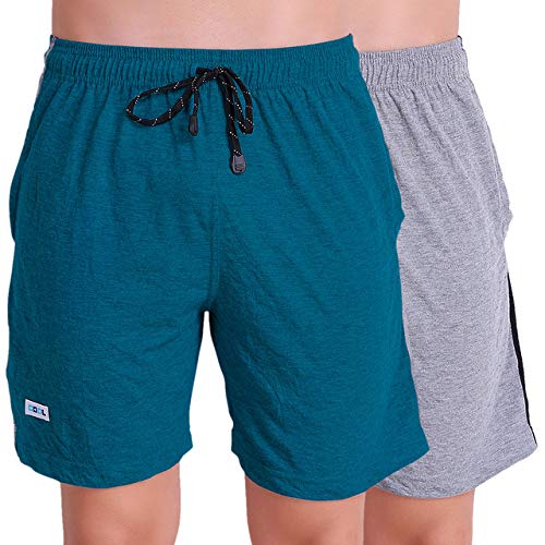 Image of T.T. Cotton Blend Shorts for Men | Regular Fit | Elasticated & Zipper | 2 Sided Pockets & 1 Back Pocket | Solid | Above Knee Length Bermuda Short | Ideal for Casual Outings