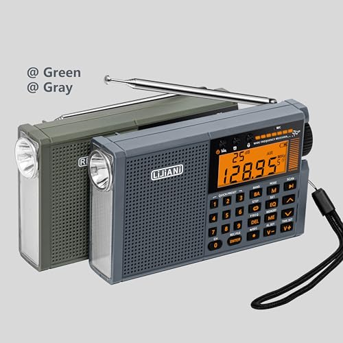 Image of New Shortwave Radio AIR /VHF /AM /FM /SW /Weather Bands Transistor with TF Card /Flashlight,Key Backlight, Digital Record, Alarm Clock,Sleep Timer,Powered by AA and Lithium Battery