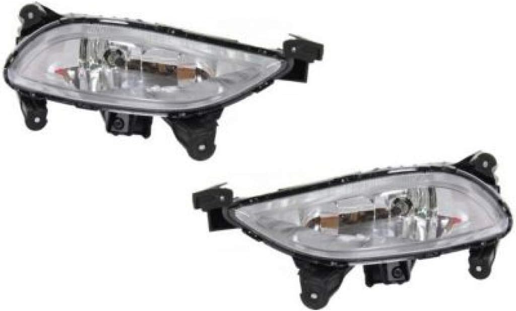 CarLights360 For 2011-2013 Hyundai Sonata Pair Fog Lights Driver and Passenger Side Type 1 HY2592134 HY2593134 | 92201-3Q000 92202-3Q000