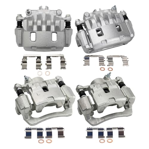 Image of TRQ Front and Rear Brake Caliper Set Zinc Coated Brackets Hardware Compatible with 2008-2011 Subaru Impreza