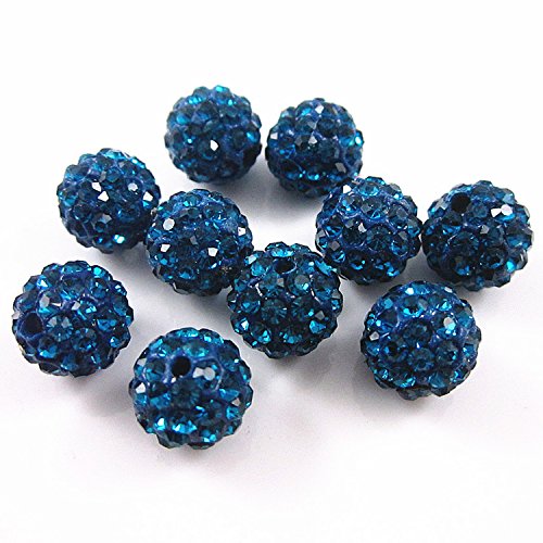 RUBYCA Pave Czech Crystal Disco Ball Clay Beads fit Shamballa Jewelry (100pcs, 12mm, Capri Blue) - Image 2