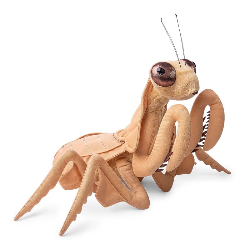 PuffPurrs Deroplatys Mantis Plush Toy, Realistic 12" Brown Praying Mantis Stuffed Animals