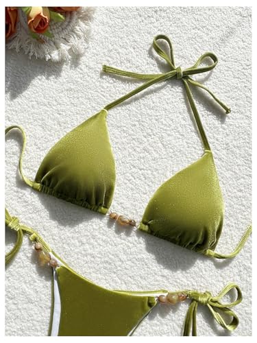 SOLY HUX Women's Halter Triangle Bathing Suit String Bikini Set Tie Side Two Piece Swimsuit3