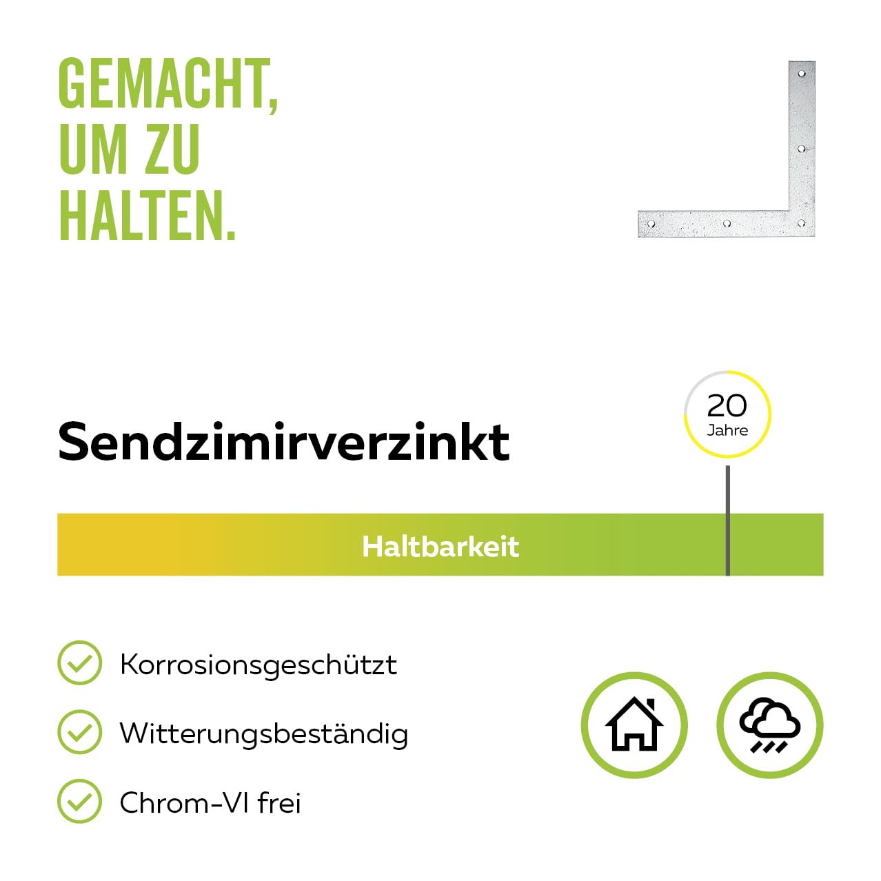 Alberts 847678 Eckwinkel | sendzimirverzinkt | 120 x 120 x 20 mm | 120er Set