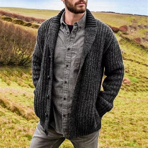 Mens Cardigan Sweaters Long Sleeve Shawl Collar Button Down Open Front Knit Cardigans Casual Warm Sweater2