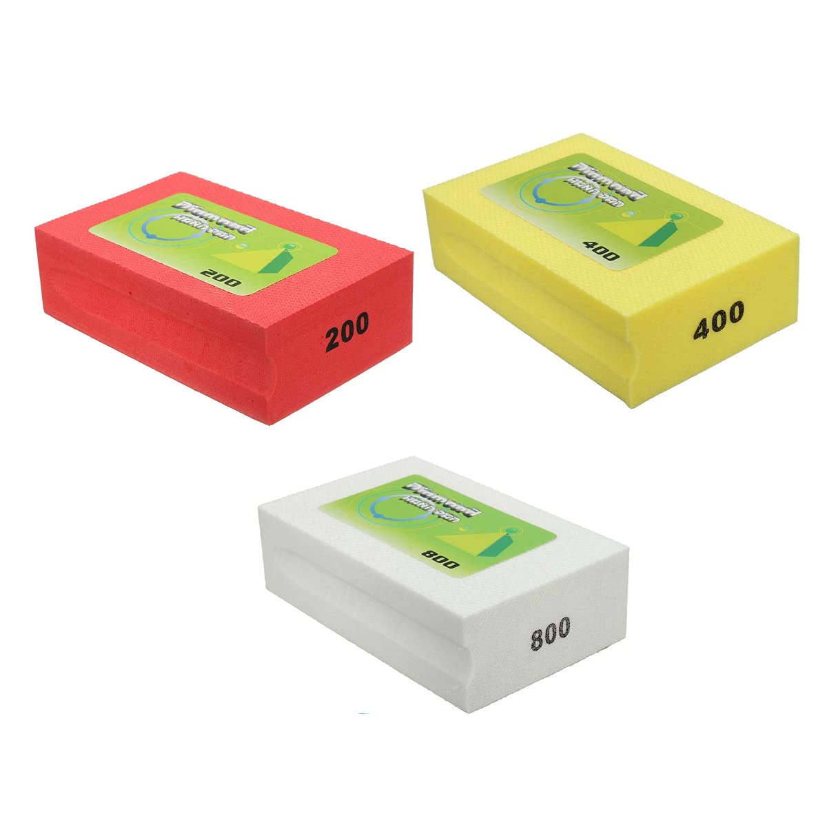 Kit di blocchi abrasivi per lucidare granito marmo vetro, 3 pezzi tamponi diamantati elettroplaccati, grana 800, grana 1500, grana 3000 per molatura manuale