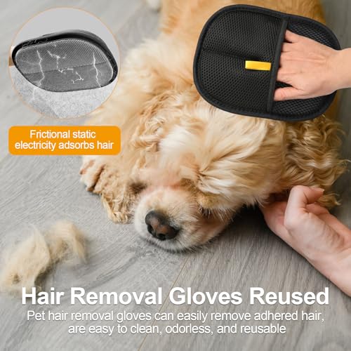 1 Paar Fell Magnet Handschuhe, Fellhandschuhe Größer und Dicker, Tierhaarentferner Handschuhe für Katzen und Hunde, Glattes Fell und Sanfte Massage