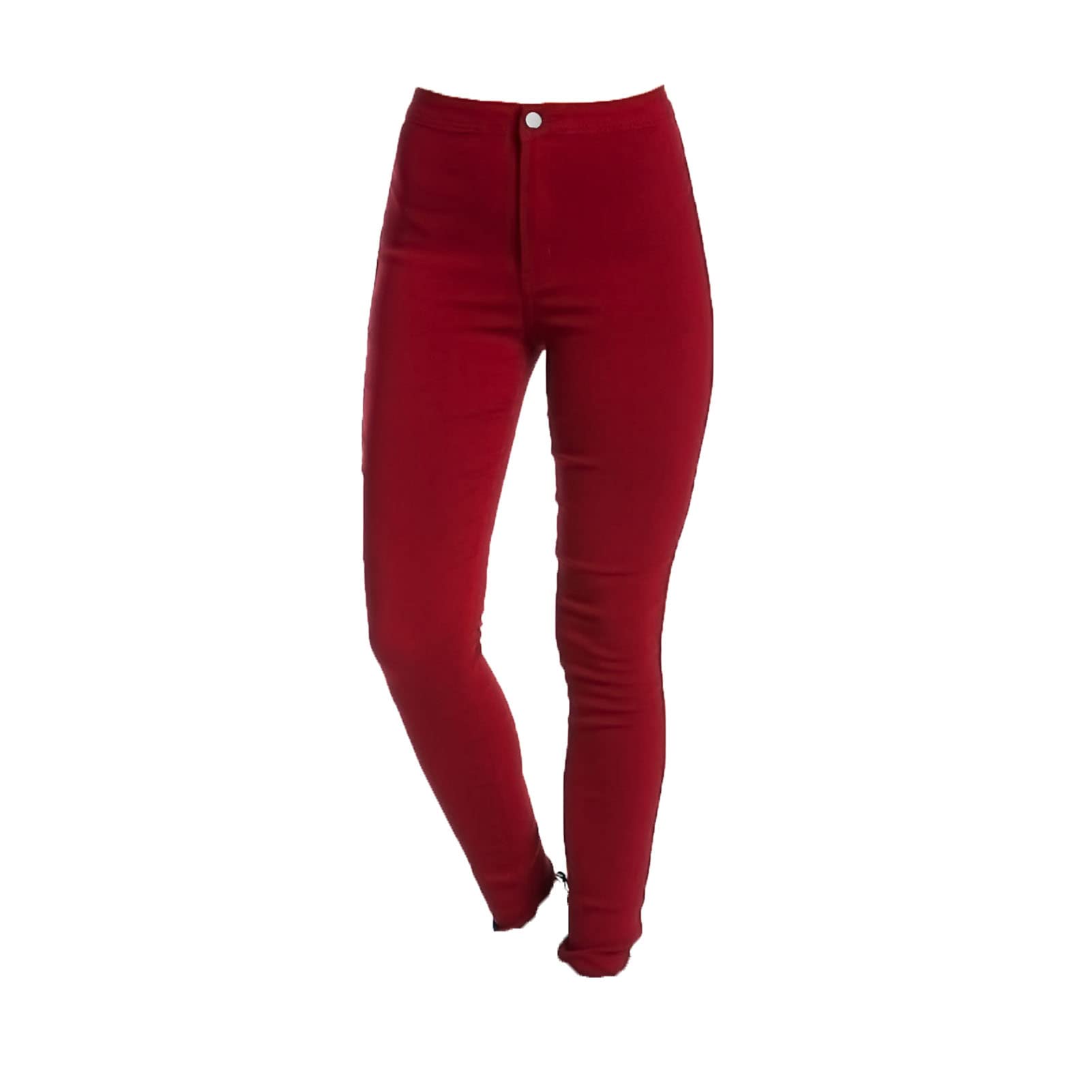 Jean Leggings for Women High Waist Slim Fit Skinny Leg Pull on Jeans Classic Stretch Wash Tapered Denim Pants (Red,3X-Large)