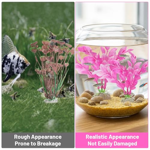 Image of Abeillo Silk Aquarium Plants for Betta Fish Tank, 2Pcs 10cm Small Aquarium Plants Decorations Plastic Artificial Plant Aquatic Water Grass Decoration