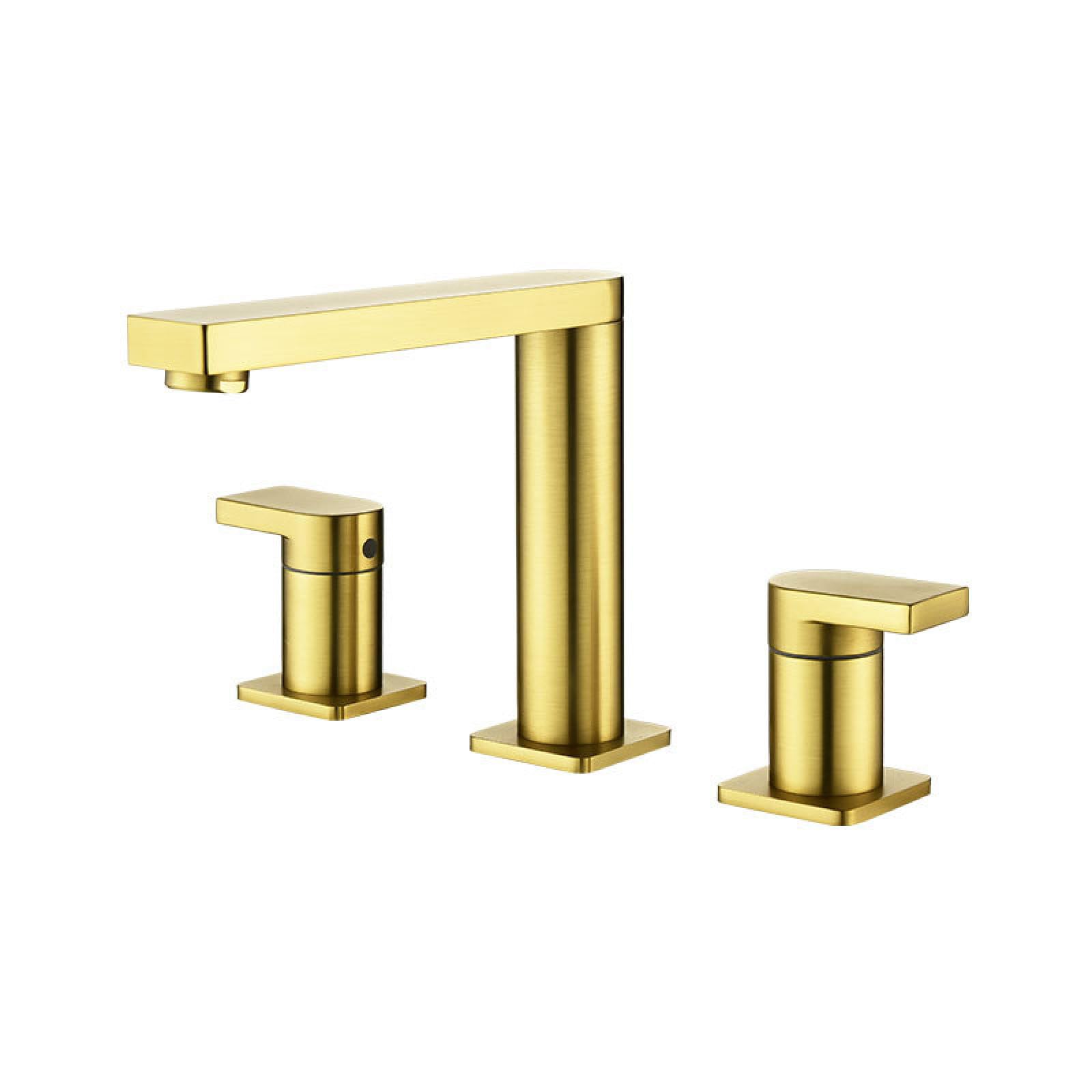 Fanjubei Brushed Gold (Double Handle) Bathroom Copper Rotating Split Sink Hot And Cold Faucet,