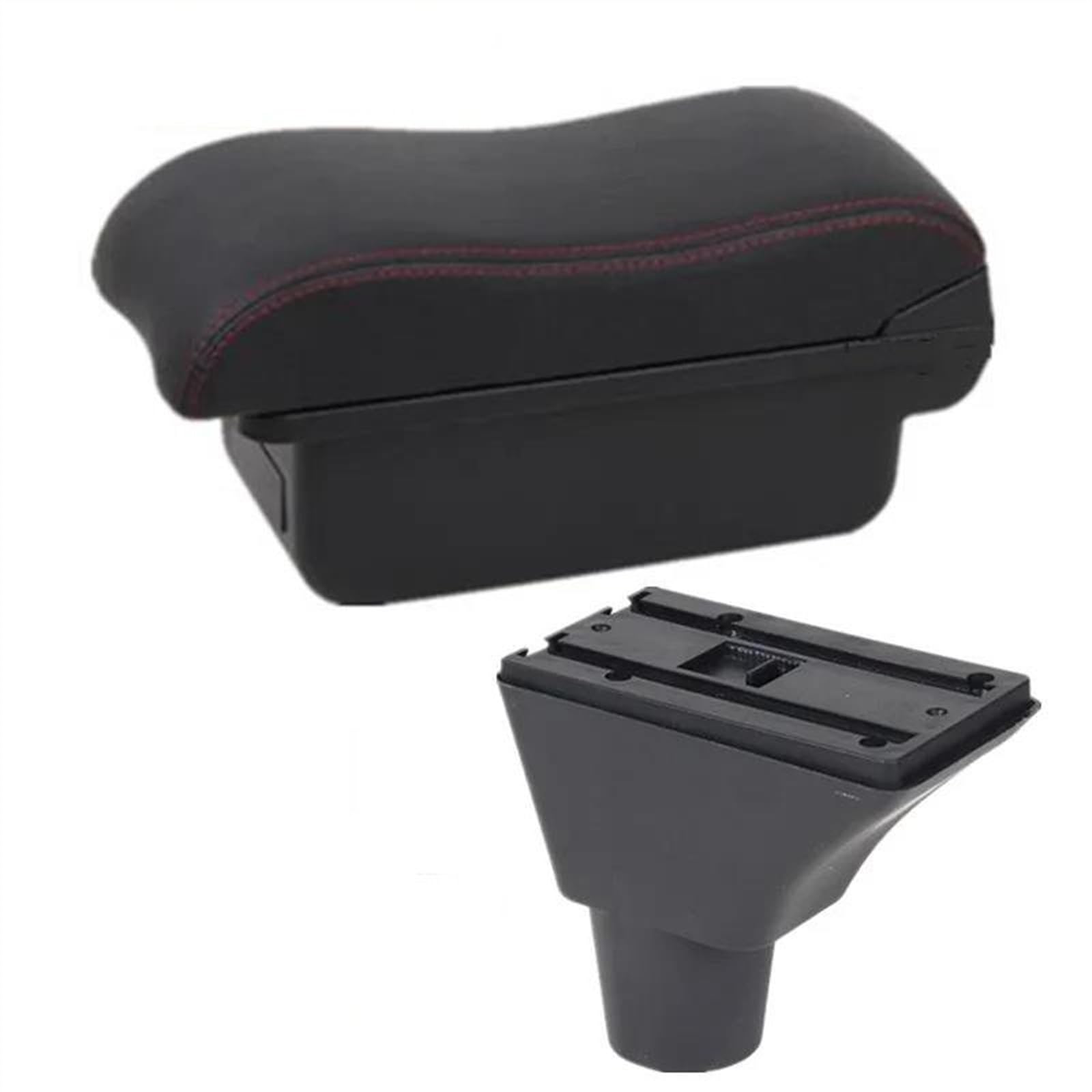 NOHEEU Car Interior Accessories Center Console Storage Box Multi-function Armrest For Ibiza 6j 6L(A Red black No USB)