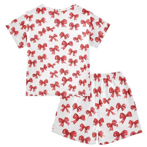 Red Bows Pajama Set Pajamas Sleepwear Nightwear Loungewear Clothes Set B04051442